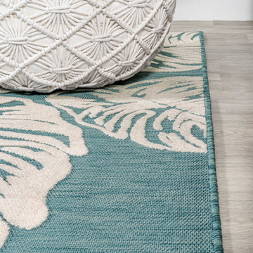 Tobago High-low Two-tone Monstera Leaf Indoor/Outdoor Area Rug
